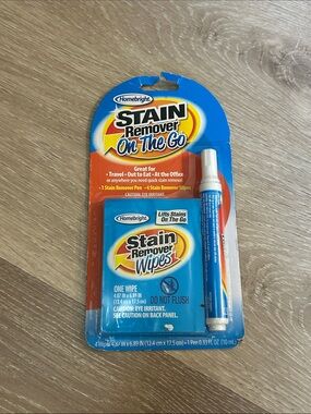 Homebright Stain Remover On The Go NIB Pen and Four Individual Packaged Wipes